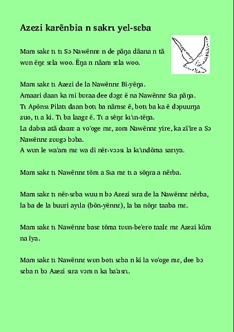 Azezi karẽnbia n sakrɩ yel-sɛba